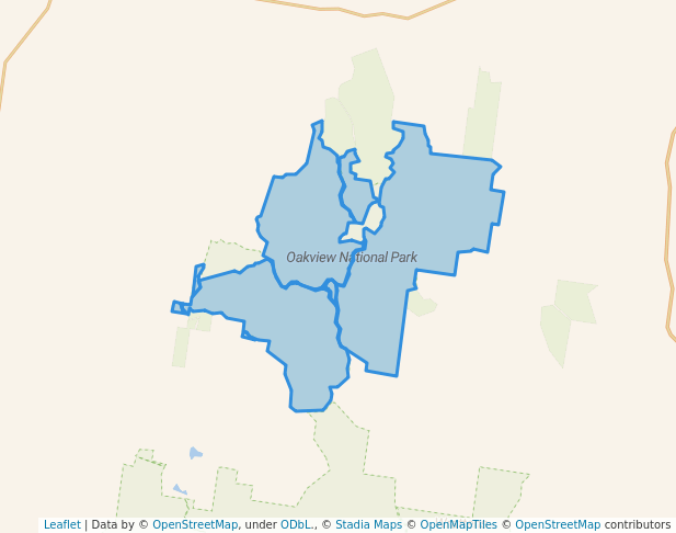 walking in Oakview National Park map in Mudlo