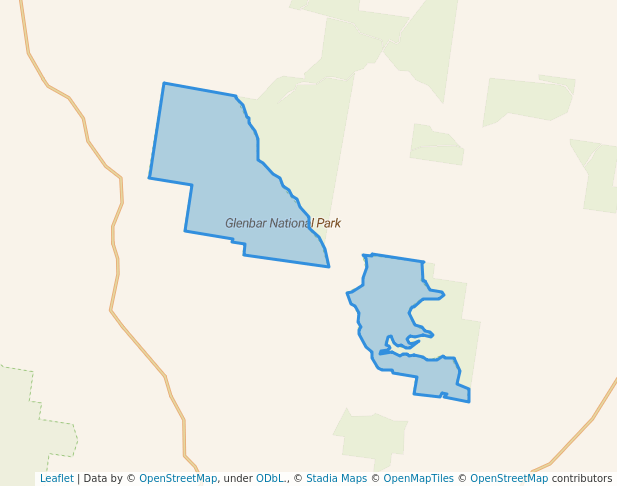 walking in Glenbar National Park map in Tuan