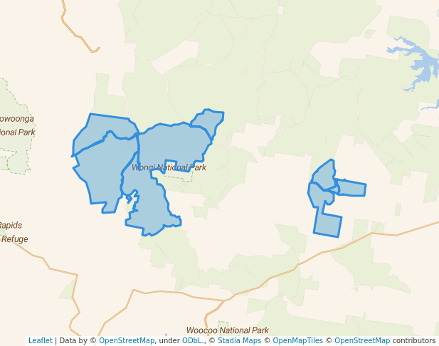 walking in Wongi National Park map in Teebar