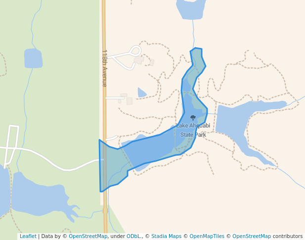 walking in Lake Ahquabi State Park map in Indianola
