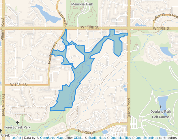 walking in Westgate Park map in Overland Park