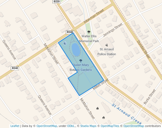 walking in Queen Mary Botanic Gardens map in Tanwood