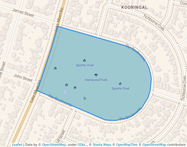 walking in Henwood Park map in Wagga Wagga