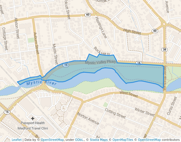 walking in Veterans Memorial Park map in Medford