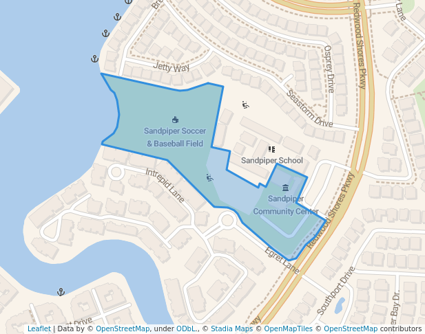 walking in Sandpiper Park map in Redwood City