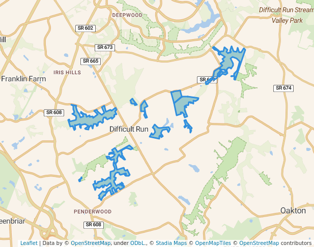 walking in Little Difficult Run Stream Valley Park map in Vienna