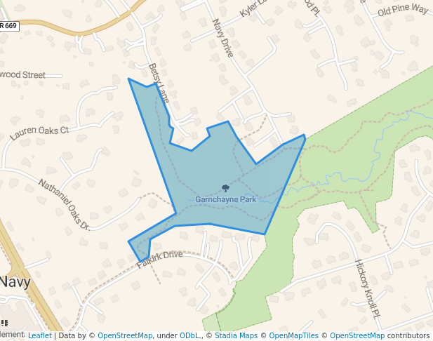 walking in Garnchayne Park map in Oak Hill