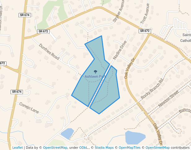 walking in Ashlawn Park map in Oakton