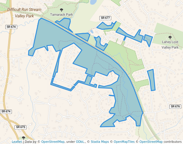walking in Clarks Crossing Park map in Wolf Trap