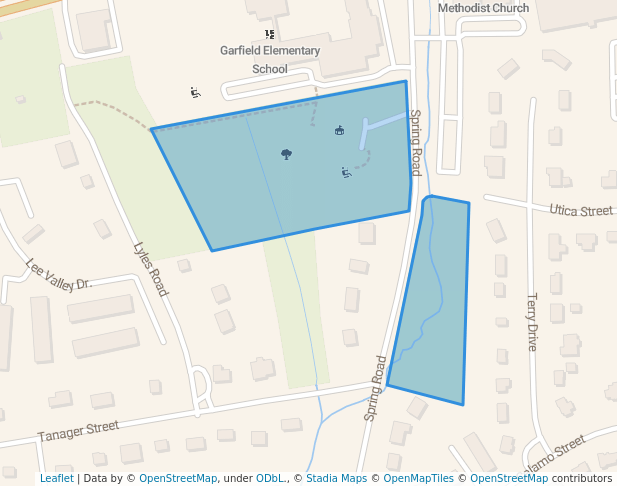 walking in Springvale Park map in Springfield