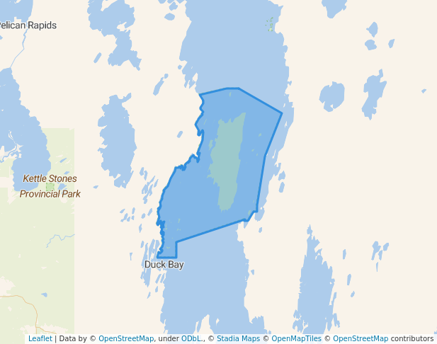 walking in Birch Island Provincial Park map in Duck Bay