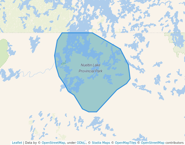 walking in Nueltin Lake Provincial Park map in Tadoule Lake