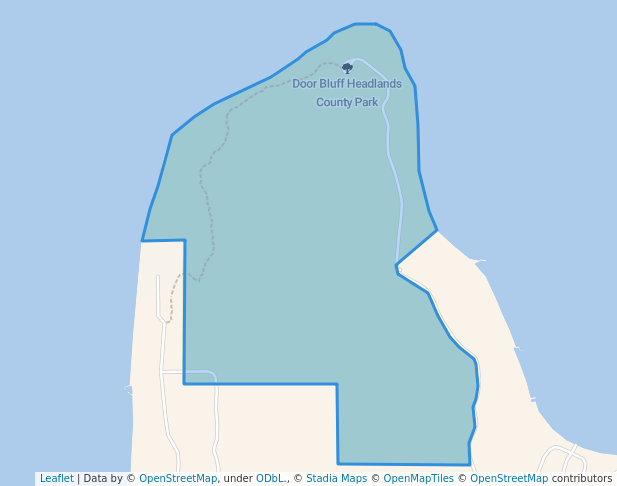 walking in Door Bluff Headlands County Park map in Ellison Bay