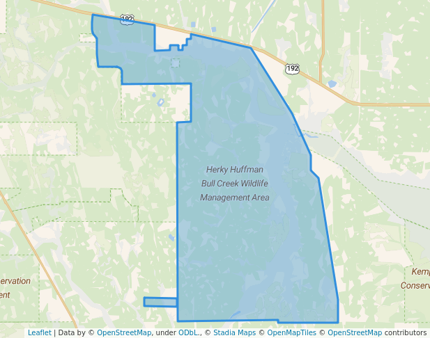walking in Herky Huffman Bull Creek Wildlife Management Area map in St. Cloud