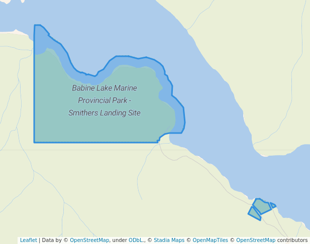 walking in Babine Lake Marine Provincial Park - Smithers Landing Site map in Granisle