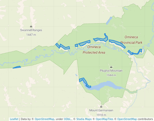 walking in Omineca Protected Area map in Germansen Landing