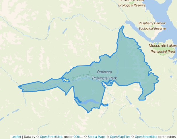 walking in Omineca Provincial Park map in Germansen Landing