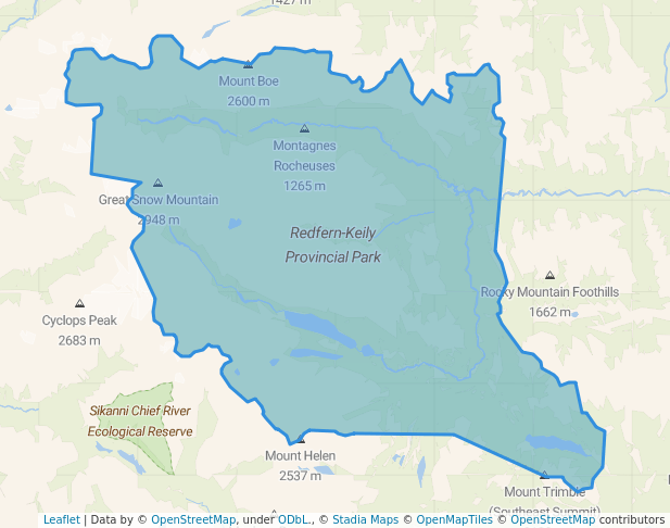 walking in Redfern-Keily Provincial Park map in Tsay Keh Dene