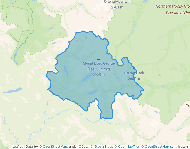 walking in Kwadacha Wilderness Provincial Park map in Fort Ware