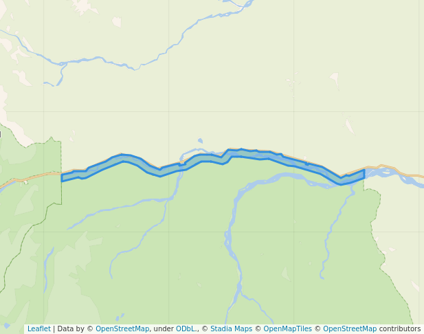 walking in Northern Rocky Mountains Protected Area map in Toad River