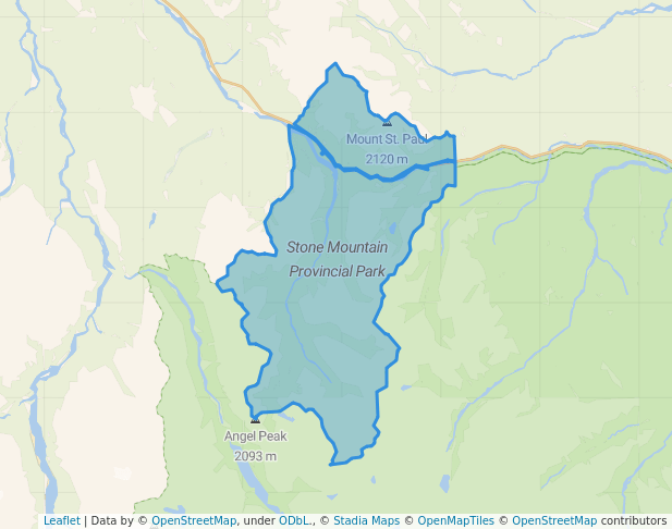 walking in Stone Mountain Provincial Park map in Toad River