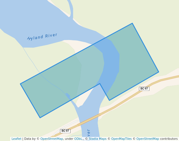 walking in Hyland River Provincial Park map in Lower Post