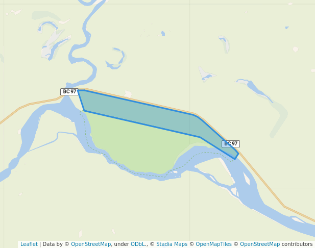 walking in Portage Brule Rapids Protected Area map in Lower Post