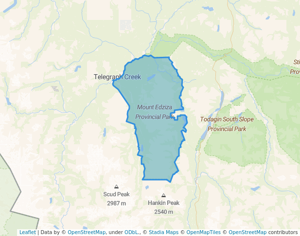 walking in Mount Edziza Provincial Park map in Telegraph Creek