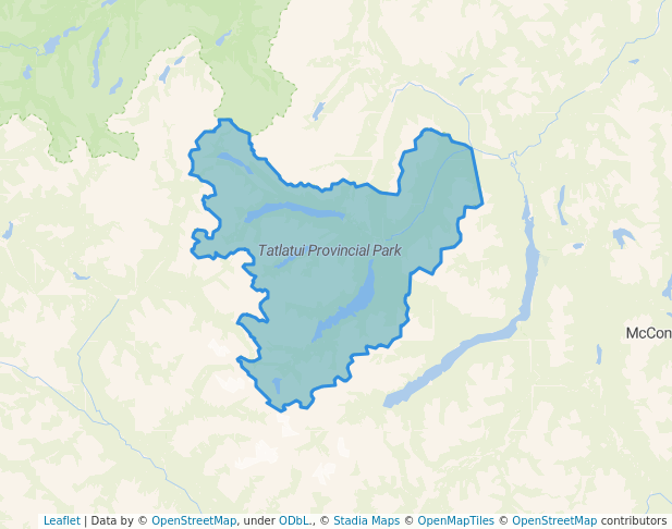 walking in Tatlatui Provincial Park map in Fort Ware