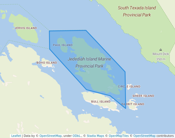 walking in Jedediah Island Marine Provincial Park map in Lasqueti Island