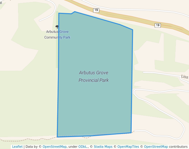 walking in Arbutus Grove Provincial Park map in Lantzville