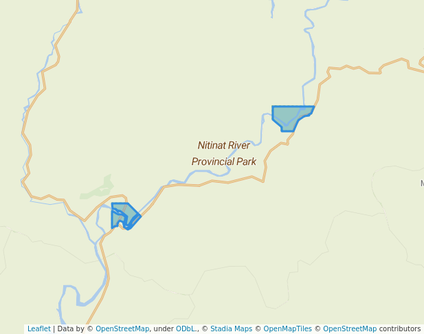 walking in Nitinat River Provincial Park map in Kildonan