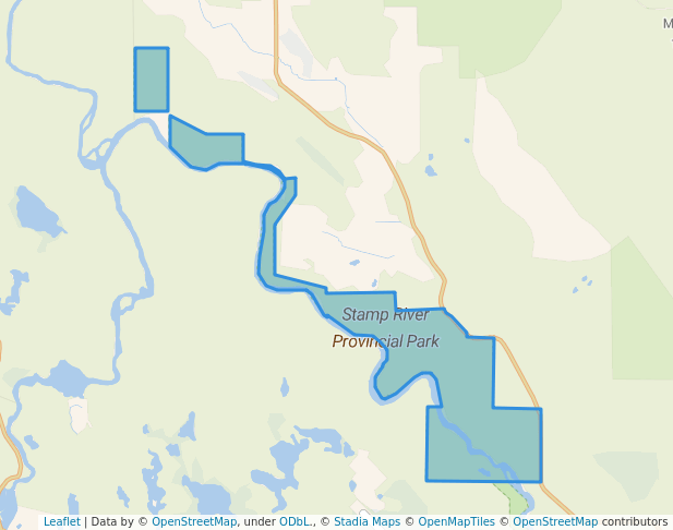 walking in Stamp River Provincial Park map in Port Alberni
