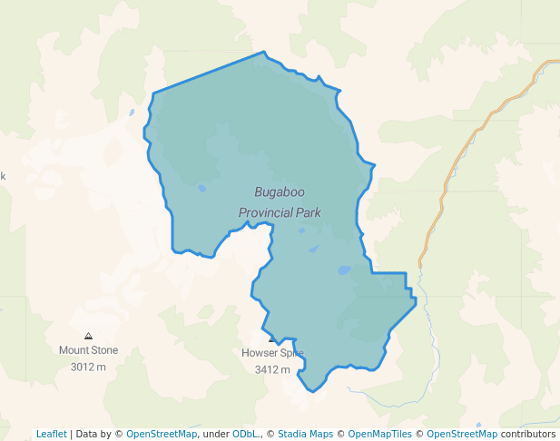 walking in Bugaboo Provincial Park map in Parson