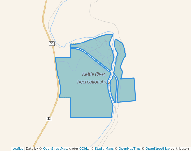 walking in Kettle River Recreation Area map in Rock Creek