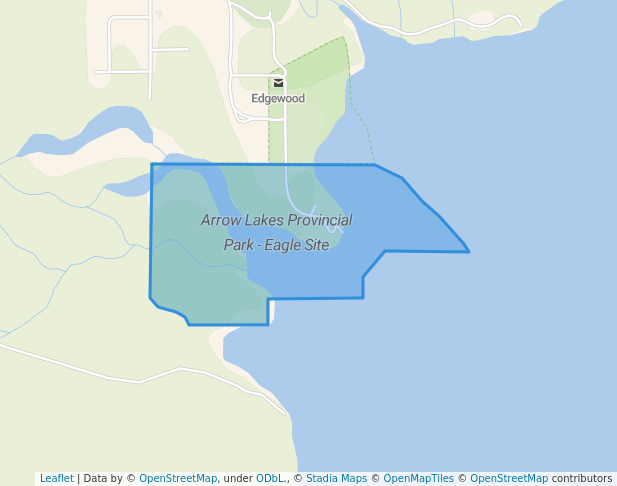 walking in Arrow Lakes Provincial Park - Eagle Site map in Edgewood