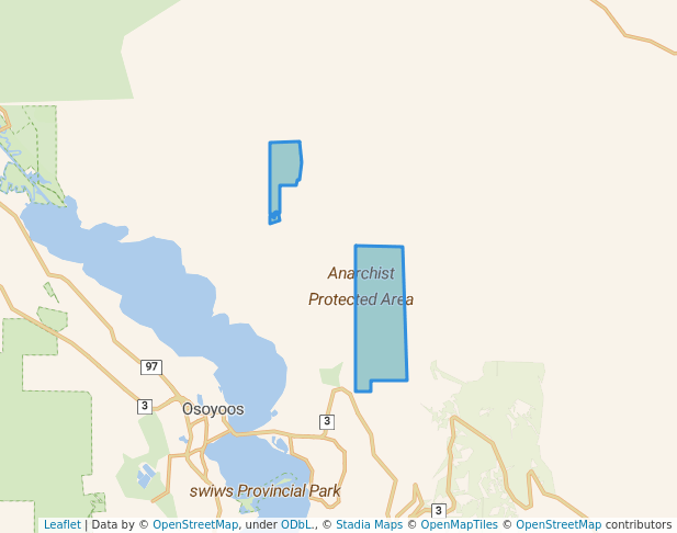 walking in Anarchist Protected Area map in Osoyoos