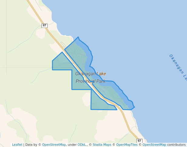 walking in Okanagan Lake Provincial Park map in Summerland