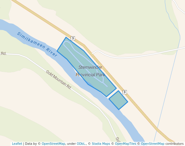 walking in Stemwinder Provincial Park map in Hedley