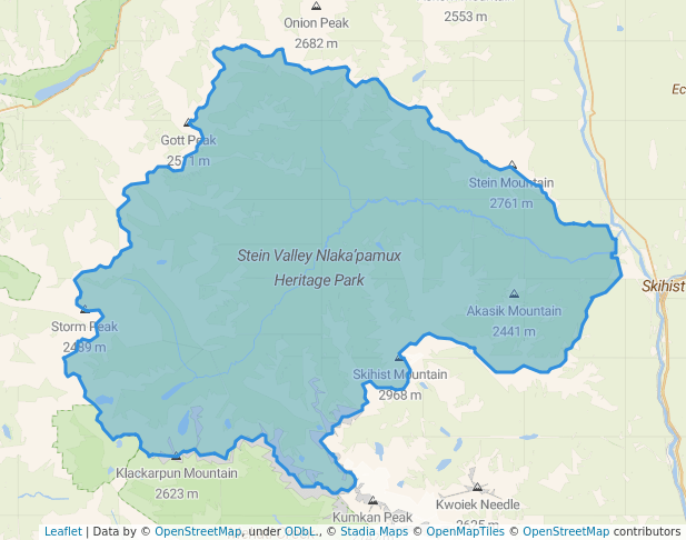walking in Stein Valley Nlaka’pamux Heritage Park map in Lytton