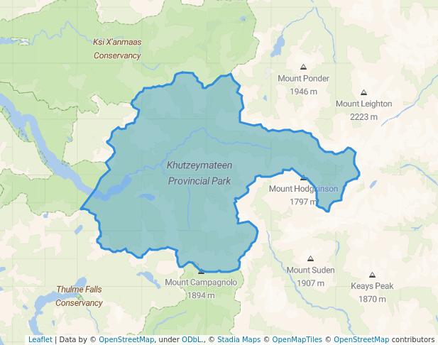 walking in Khutzeymateen Provincial Park map in Lax Kw'alaams