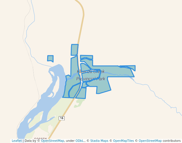 walking in Kleanza Creek Provincial Park map in Terrace