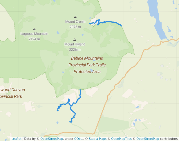 walking in Babine Mountains Provincial Park Trails Protected Area map in Smithers