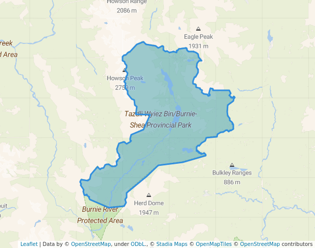 walking in Tazdli Wyiez Bin/Burnie-Shea Provincial Park map in Smithers