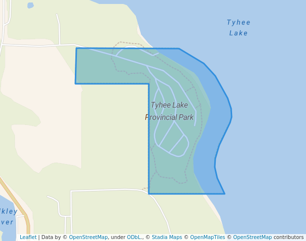 walking in Tyhee Lake Provincial Park map in Telkwa
