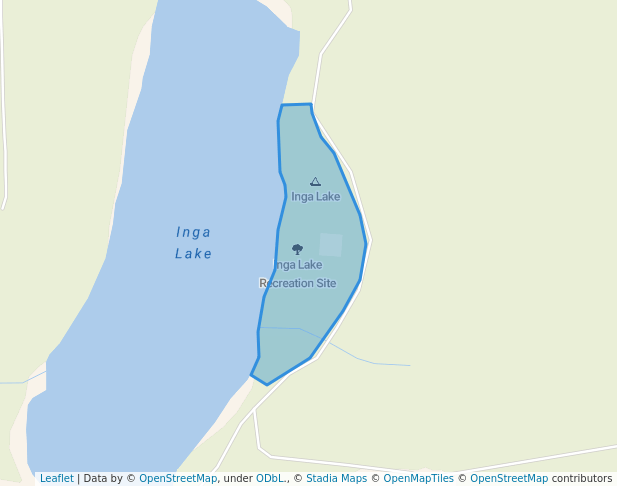 walking in Inga Lake Recreation Site map in Wonowon