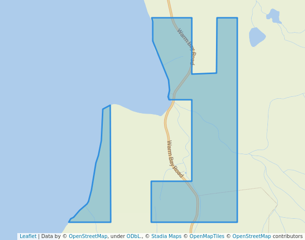 walking in Warm Bay Recreation Site map in Atlin