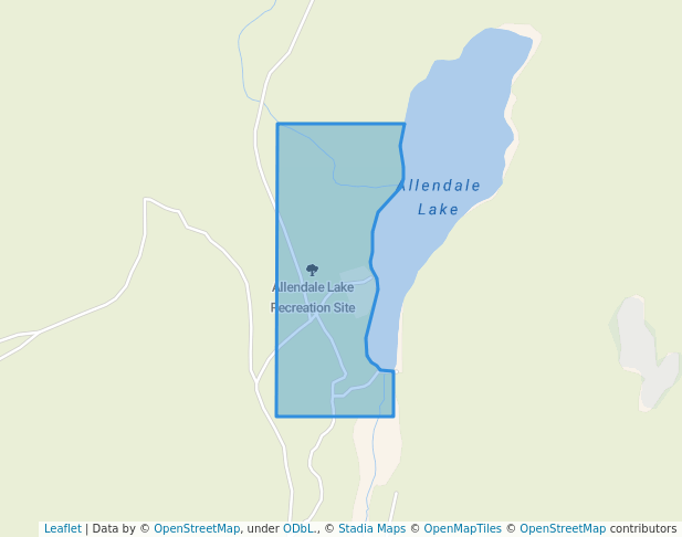 walking in Allendale Lake Recreation Site map in Beaverdell