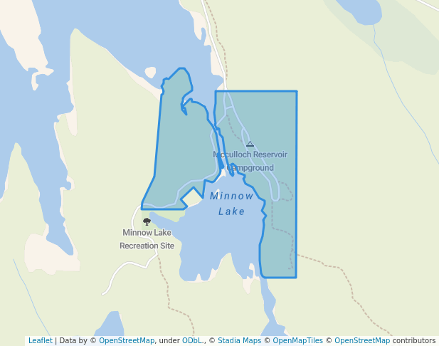 walking in McCulloch Reservoir Recreation Site map in Lumby