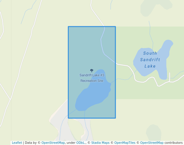 walking in Sandrift Lake #3 Recreation Site map in Beaverdell